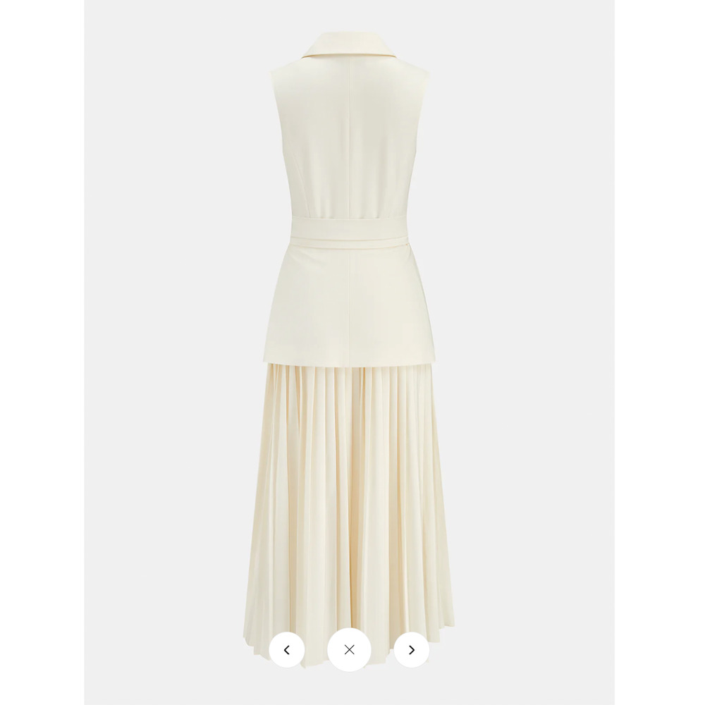 Commense Cream Sleeveless Wrap Midi Dress - Picture 4 of 5